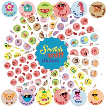 Joyful Artistry Smelly Stickers Scratch and Sniff, 24 Sheets, 12 Different scents, Reward Stickers for Kids, Smelly Stickers for Teachers, Motivational Stickers for Kids (360)