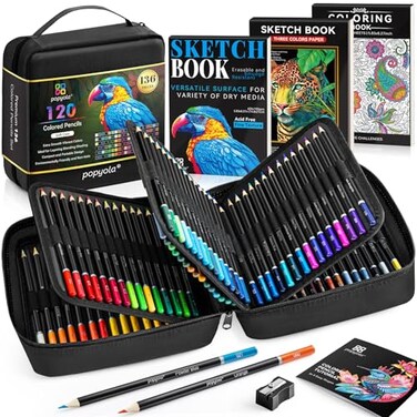 Art Supplies 136 Pack Colored Pencils Set for Adult Coloring Books, 120 Colors Colored Pencils with Sketch Book, Coloring Book, Sharpener, Soft Core Coloring Pencils Gifts for Adults Kids Beginners