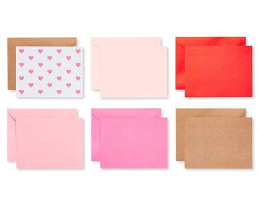 American Greetings Bulk Blank Valentine Note Cards with Envelopes, Pink Heart Stationery (200-Count)