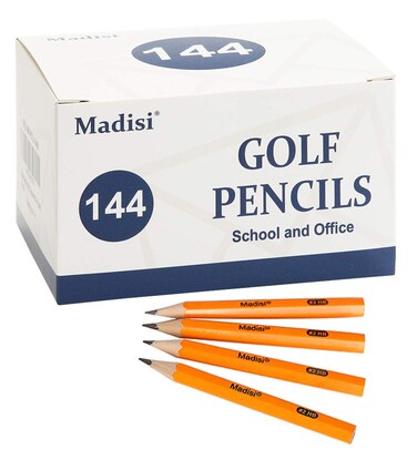 Madisi Golf Pencils, #2 HB Half Pencils, 3.5" Mini Pencils, Pre-Sharpened, 144 Count