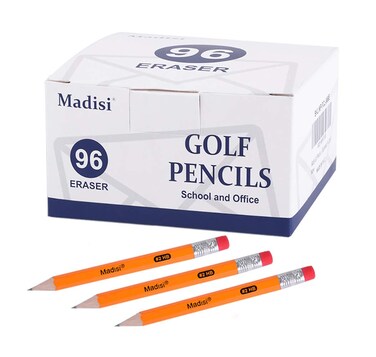 Madisi Golf Pencils with Eraser, #2 HB Half Pencils, 3.5" Mini Pencils, Pre-Sharpened, 96 Count