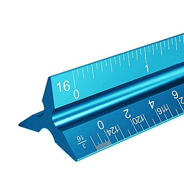 Rena Chris Architectural Scale Ruler, 12" Aluminum Architect Scale, Triangular Scale, Scale Ruler for Blueprint, Triangle Ruler, Drafting Ruler, Architect Ruler, Metal Scale Ruler, Architecture Ruler