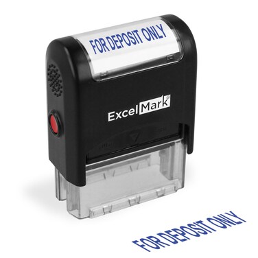 ExcelMark for Deposit ONLY - A1539 Self Inking Rubber Bank Stamp - Blue Ink