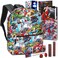 Marvel Avengers Backpack Set Boys Girls Kids - 7 Pc Bundle With Avengers Superhero School Bag, Folders, Pencils, Stickers and More School Supplies