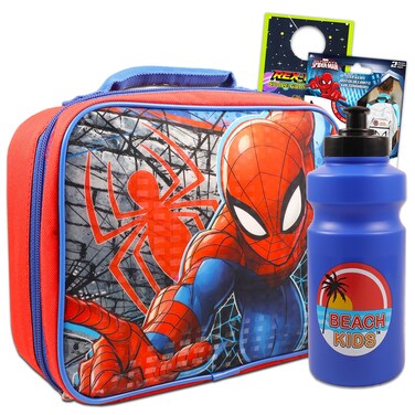 Spiderman Lunch Bag Set - Bundle of Spidey Lunch Box, Water Bottle Spiderverse Stickers and More   Marvel Superhero School Supplies