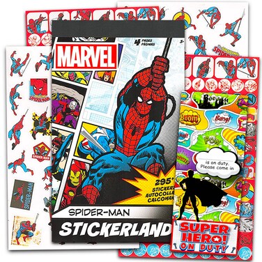 Marvel Spider-Man Stickers for Kids - 4 Sheets with Over 295 Spiderman Stickers for Crafts, Rewards, and More (Superhero Scrapbooking Sticker Sheets)