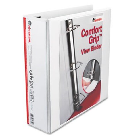 Comfort Grip Deluxe Plus D-Ring View Binder, 3&quot; Capacity, 8-1/2 x 11, White, Sold as 2 Each