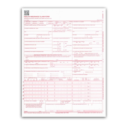 NextDayLabels - CMS 1500 / HCFA 1500 Insurance Claim Forms - Laser/Ink-Jet Compatible (New Version 02/12) Letter Size 8-12&quot; x 11&quot;, 500 Sheets Per Pack