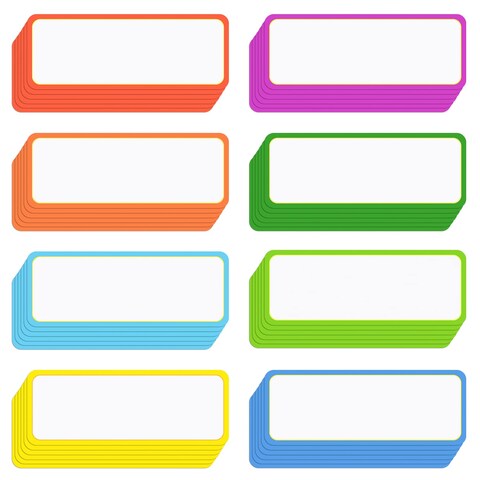48 Pieces Magnetic Dry Erase Labels - Real Waterproof/Reusable Strips for Classroom Home Office Garage Refrigerator Blank Writable Erasable Cards Colored Border Name Tags Students Locker Shelf