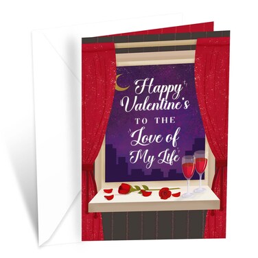 Prime Greetings Husband Valentine's Day Card, Made in America, Eco-Friendly, Thick Card Stock with Premium Envelope 5in x 7.75in, Packaged in Protective Mailer (Love of My Life)
