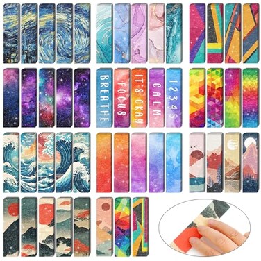 50PCS Calm Strips for Anxiety Sensory Stickers Calm Stickers for Relieve Adults Kids Teens Fidgets Stress Office&amp;Classroom Supplies Anxiety Relief Items with Tactile Textured Surface Patterns(Multi)