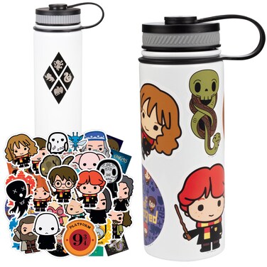 Harry Potter Vinyl Stickers &amp; Water Bottle Set Kit - 50 Piece Waterproof Sticker Decals &amp; Stainless Steel Insulated Bottle - Officially Licensed - Book &amp; Movie Gift for Kids, Girls, Boys, Teens