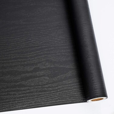 Abyssaly Peel and Stick Wallpaper Black Wood Contact Paper Decorative Self-Adhesive Film for Surfaces Easy to Clean Thickening Upgrade Increase Stomata and Reduces Bubble Generation 11.8 in X 78.7 in