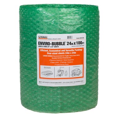 U-Haul Enviro-Bubble - Bulk Roll 100' of Large Bubble Padding &amp; Protection for Fragile Decor, Dishes, Glassware, Frames, &amp; More