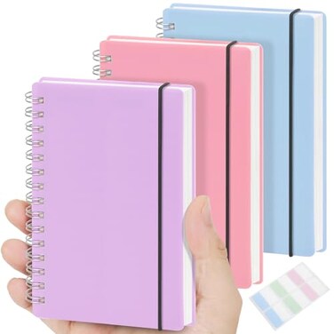MSTONAL 3 Pack Small Spiral Notebook College Ruled, 3.5x5.5 Mini Pocket Spiral Notebooks With 7mm Lined Pages, 80 Sheets/160 Pages 100gsm Thick Paper to Stay Organized for Work School Office