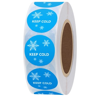 Hybsk 1 inch Keep Cold Freezer Stickers with Snow Total 1,000 Labels Per Roll