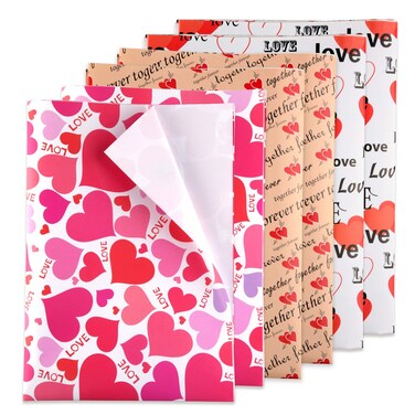 TUPARKA 6 Pcs Heart Wrapping Paper Printed Patterned Tissue Valentines Gift Wrap Red Tissue Paper for Gift Wrap Supply(50 * 70CM)