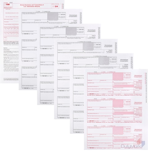 1099 NEC Forms 2024, 50 Pack 3 Part Laser Tax Forms Kit Pack of Federal/State Copy&#39;s, 1096&#39;s. Great for QuickBooks and Accounting Software, 2024, 1099-NEC 50 Pack