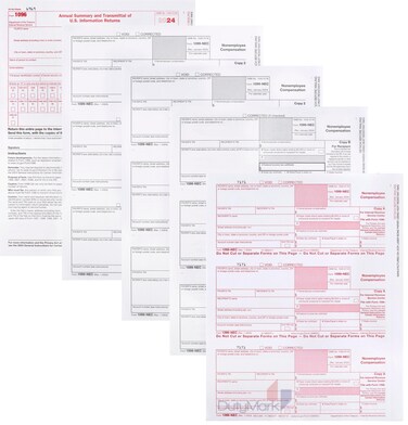 1099 1099 NEC Forms 2024, 4 Part 25 Vendor Kit of Laser Forms, Compatible with QuickBooks and Accounting, 25 Pack, Software and Envelopes NOT Included, Made in The USA