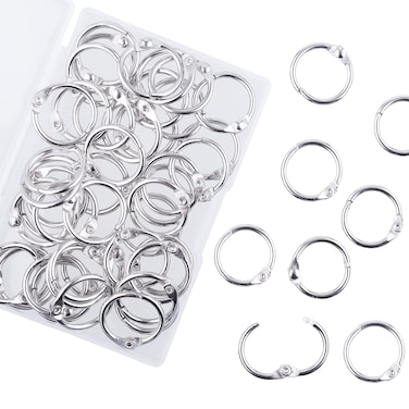 AKONEGE 0.75 Inch Loose Leaf Binder Rings, (50 Pack) Small Office Book Rings, Nickel Plated Steel Binder Rings, Keychain Key Rings, Metal Book Rings, Index Card Rings Silver, for School, Home, Office