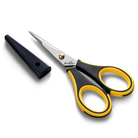 Beaditive Precision Craft Scissors - Stainless Steel Paper Crafting Scissors With Safety Cap - Ultra Sharp Blades &amp; Non-Slip TPR Handles - Adult &amp; Kid Scrapbooking Scissors For Home, Office, School