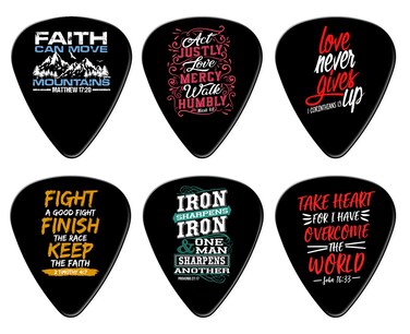 12 Bible Verse Christian Guitar Picks - Worship, Learn to Play, Gift, Bible Quote, Cross Guitar Picks