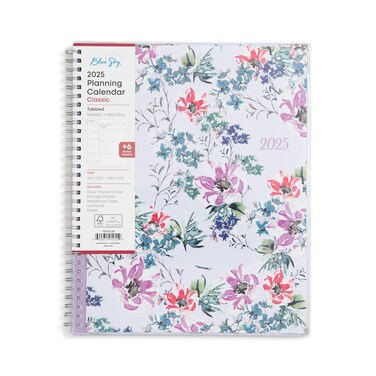 Blue Sky 2025 Weekly and Monthly Planner Calendar, January 2025 - December 2025, 8.5" x 11", Clear Pocket Cover, Laminated Tabs, Wirebound, Storage Pocket, Laila