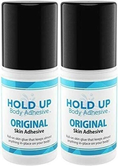 Hold Up Body Adhesive Roll-On Applicator Glue for Compression Socks,Stockings,Costumes,Clothing, Mask Glue - 2 oz. Bottle - Safe,Hypo-Allergenic - 2 Pack