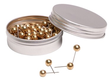 Tupalizy 100PCS 1/4 Inch Small Round Head Map Tacks Pins for Home Office Bulletin Cork Board Use and DIY Craft Project (Gold)