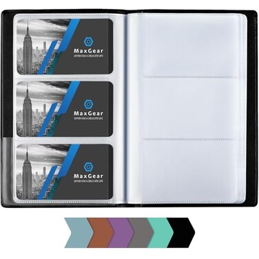 MaxGear Business Card Organizer, 240 Cards Book Portable Business Card Holder for Men &amp; Women, Professional PU Credit Cards Binder File Storage, Black