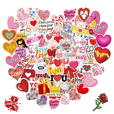100PCS Valentine's Day Stickers, Non-Repeating Vinyl Waterproof Romantic Stickers for Laptops, Gifts, Water Bottles, Scooters, and Valentine's Day Wall, Window Decorations