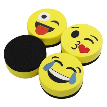 VIZ-PRO Magnetic Smiley Face Circular Whiteboard Eraser / 4 Pack of 2 Dry Erase Erasers
