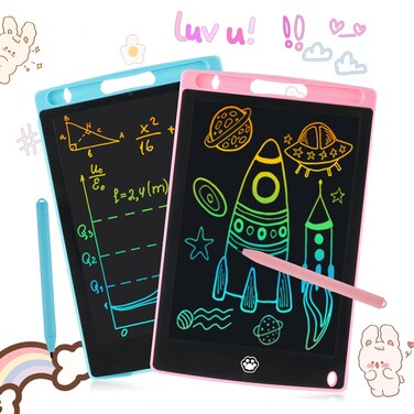 2 Pack LCD Writing Tablet, Electronic Drawing Writing Board, Erasable Drawing Doodle Board, Doodle Pad Toys for Kids Adults Learning &amp; Education, 8.5IN(Blue+Pink)