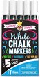 CHALKY CROWN Liquid Chalk Marker Pen - White Drawing Chalk - Chalkboard Markers for Chalkboard Signs, Windows, Blackboard, Glass - 6mm Reversible Tip (5 Pack)