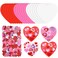 388 Pcs Valentine's Day Foam Heart Stickers Kit Includes 18 Pcs Colorful Large Foam Hearts and 370 Pcs Colorful Glitter Self-adhesive Heart Foam Stickers for Valentine's Day DIY Craft Supplies