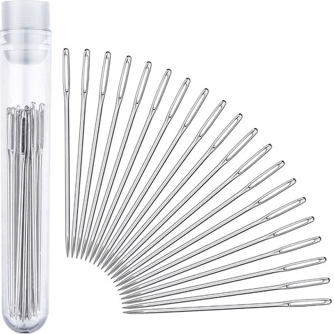 Outus 20 Pcs Leather Needles for Hand Stitching Large-Eye Stitching Needles for Leather Projects with Clear Bottle