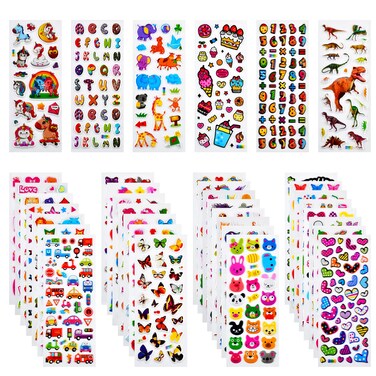 Habett 3D Stickers for Kids &amp; Toddlers, 920+ 3D Puffy Stickers 36 Different Sheets Including Animals, Letters, Numbers, Dinosaurs, Cars and More for Boys, Girls, Teachers, Reward, Craft Scrapbooking
