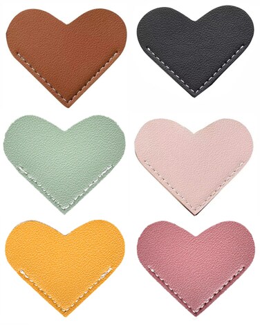 Leather Heart Bookmarks, Cute Corner Page Book Marks for Kids Women Book Accessories for Reading Lovers Teacher Handmade Gifts for School Office Home Supplies