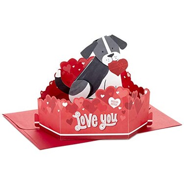Hallmark Paper Wonder Valentine's Day Pop Up Card with Sound and Motion (Dog) for Anniversary, Romantic Birthday, Love