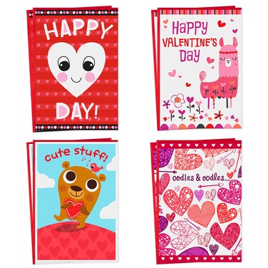 Hallmark Valentines Day Cards for Kids School, Llama, Bear, Hearts (8 Classroom Valentines with Envelopes)