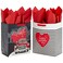 Hallmark 13" Large Valentine's Day Gift Bags with Tissue Paper (2 Bags: Vintage Red Truck, Black and White Stripes) for Adults, Spouse, Husband, Boyfriend