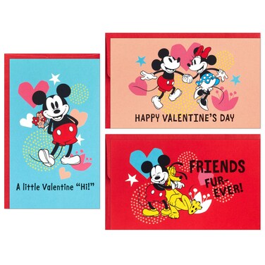 Hallmark Disney Mickey and Friends Mini Valentines Day Cards for Kids School (18 Classroom Valentines with Envelopes)