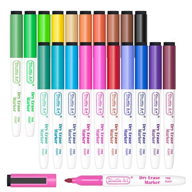 Shuttle Art Magnetic Whiteboard Markers, 20 Pieces Whiteboard Markers, Fine Tip and Eraser, Dry Erase Whiteboard Markers, for Writing on Whiteboards, Weekly Planner, Glass for School Office Home