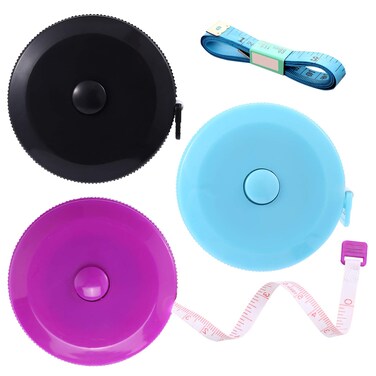 Tape Measures Retractable, Fabric Measuring Tape, 60 Inch Small Sewing Tape Measure for Craft Nursing Medical Travel(3 Pack/Black Purple Sky Blue)