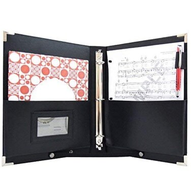 Orginal -MSP PU Leather Sheet Music Holder   9.5" x 12" - Music Folder with Hand Strap for Musician- Improved Design (3 Ring Binder)