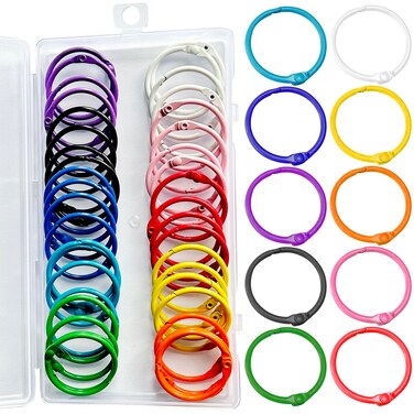 Keychains or Key Rings, 1 1/5" Loose Leaf Binder Rings for Key Chains, Open Card Rings, Clip Rings for Book Rings, School, Home or Office (50Pack)