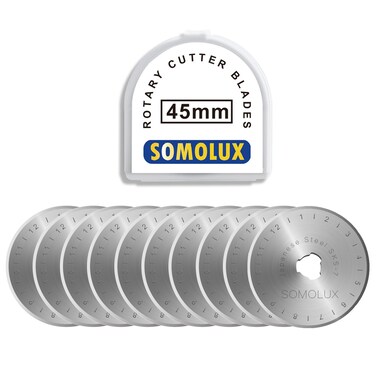 SOMOLUX Rotary Cutter Blades 45mm 10 Pack Refill Fits OLFA,DAFA,Truecut Replacement, Quilting Scrapbooking Sewing Arts Crafts,Sharp and Durable