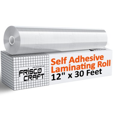 Frisco Craft Transparent Self Adhesive Laminating Roll - Self Laminating Sheets for Decals, Sticker, Photos &amp; More - No Heat, Self Sealing, Glossy, Clear Laminating Sheets (12" x 30 ft)