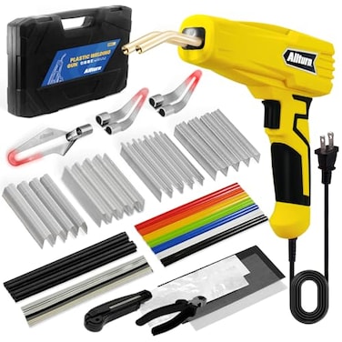 Allturn Upgraded Plastic Welder,Plastic Welding Kit 2 in 1,Hot Stapler Kit,Hot Staples,Plastic Welder Gun,Car Bumper Repair Kit for Most Plastics,Patent Number D970324(Yellow)