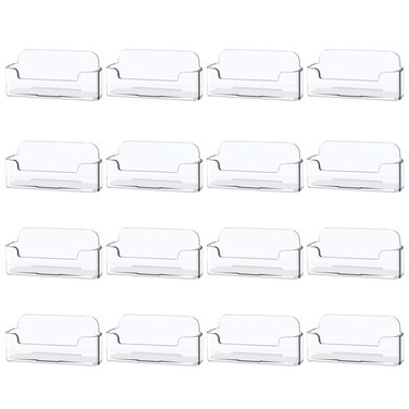 16 Pack Clear Desktop Business Card Holder Display, Plastic Business Card Stand for Office